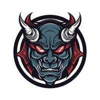 oni hannya máscara diseño abrazo el poder de japonés folklore con esta sorprendentes ilustración. transmitir intensidad y misterio en tu logo o obra de arte vector