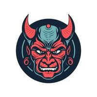 Oni Hannya mask design Embrace the power of Japanese folklore with this striking illustration. Convey intensity and mystery in your logo or artwork vector