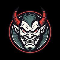 Oni Hannya mask illustration A captivating blend of traditional and fierce, symbolizing strength and passion. Perfect for bold branding and designs vector