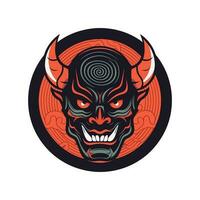 Oni Hannya mask illustration A captivating blend of traditional and fierce, symbolizing strength and passion. Perfect for bold branding and designs vector