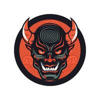 Oni Hannya mask illustration A captivating blend of traditional and fierce, symbolizing strength and passion. Perfect for bold branding and designs vector