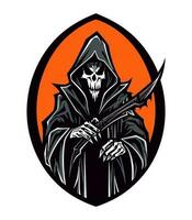 Embrace the darkness with a chilling vector clip art illustration of the Grim Reaper, a powerful symbol of death and mortality