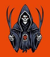 Embrace the darkness with a chilling vector clip art illustration of the Grim Reaper, a powerful symbol of death and mortality