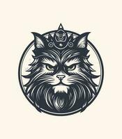 Cat head wearing a crown vector clip art illustration