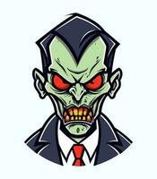 Angry zombie head vector clip art illustration