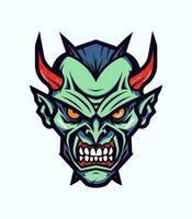 Angry zombie head vector clip art illustration