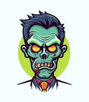 Angry zombie head vector clip art illustration