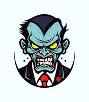 Angry zombie head vector clip art illustration