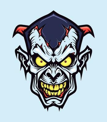 Angry zombie head vector clip art illustration