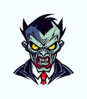 Angry zombie head vector clip art illustration