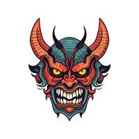 Capture the essence of evil with a devil demon head illustration, crafted in vector format for versatile use in various design projects