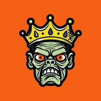 zombie skull head wearing a crown vector clip art illustration