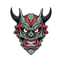 Fiery devil demon head with menacing gaze, perfect for bold graphic designs and dark themed projects. Vector clip art illustration