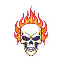 flaming skull vector clip art illustration radiating intense heat and an edgy vibe, perfect for rock bands and alternative themed designs