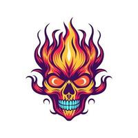 flaming skull vector clip art illustration radiating intense heat and an edgy vibe, perfect for rock bands and alternative themed designs