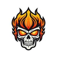 flaming skull vector clip art illustration radiating intense heat and an edgy vibe, perfect for rock bands and alternative themed designs