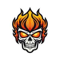 flaming skull vector clip art illustration radiating intense heat and an edgy vibe, perfect for rock bands and alternative themed designs