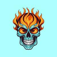 flaming skull vector clip art illustration radiating intense heat and an edgy vibe, perfect for rock bands and alternative themed designs