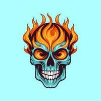 flaming skull vector clip art illustration radiating intense heat and an edgy vibe, perfect for rock bands and alternative themed designs