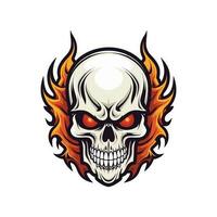 flaming skull vector clip art illustration radiating intense heat and an edgy vibe, perfect for rock bands and alternative themed designs