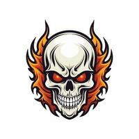 flaming skull vector clip art illustration radiating intense heat and an edgy vibe, perfect for rock bands and alternative themed designs