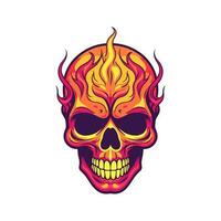 flaming skull vector clip art illustration radiating intense heat and an edgy vibe, perfect for rock bands and alternative themed designs