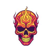 flaming skull vector clip art illustration radiating intense heat and an edgy vibe, perfect for rock bands and alternative themed designs