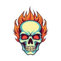 flaming skull vector clip art illustration radiating intense heat and an edgy vibe, perfect for rock bands and alternative themed designs