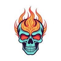 flaming skull vector clip art illustration radiating intense heat and an edgy vibe, perfect for rock bands and alternative themed designs