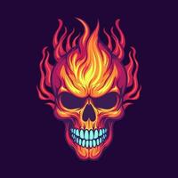 flaming skull vector clip art illustration radiating intense heat and an edgy vibe, perfect for rock bands and alternative themed designs