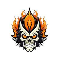 flaming skull vector clip art illustration radiating intense heat and an edgy vibe, perfect for rock bands and alternative themed designs