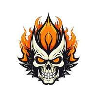 flaming skull vector clip art illustration radiating intense heat and an edgy vibe, perfect for rock bands and alternative themed designs