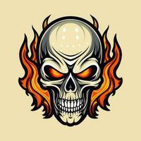 flaming skull vector clip art illustration radiating intense heat and an edgy vibe, perfect for rock bands and alternative themed designs