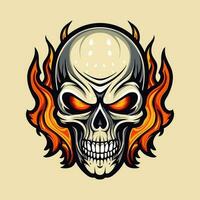 flaming skull vector clip art illustration radiating intense heat and an edgy vibe, perfect for rock bands and alternative themed designs