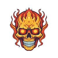 flaming skull vector clip art illustration radiating intense heat and an edgy vibe, perfect for rock bands and alternative themed designs