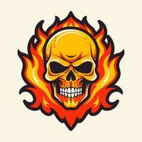 flaming skull vector clip art illustration radiating intense heat and an edgy vibe, perfect for rock bands and alternative themed designs