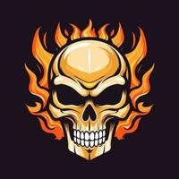 flaming skull vector clip art illustration radiating intense heat and an edgy vibe, perfect for rock bands and alternative themed designs