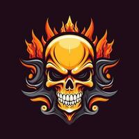 flaming skull vector clip art illustration radiating intense heat and an edgy vibe, perfect for rock bands and alternative themed designs