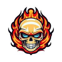 flaming skull vector clip art illustration