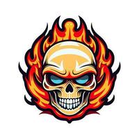 flaming skull vector clip art illustration