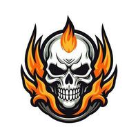 flaming skull vector clip art illustration