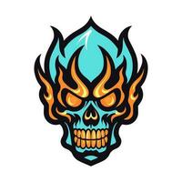 flaming skull vector clip art illustration