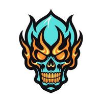 flaming skull vector clip art illustration