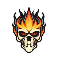 flaming skull vector clip art illustration radiating intense heat and an edgy vibe, perfect for rock bands and alternative themed designs