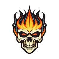 flaming skull vector clip art illustration radiating intense heat and an edgy vibe, perfect for rock bands and alternative themed designs