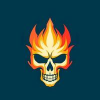 flaming skull vector clip art illustration radiating intense heat and an edgy vibe, perfect for rock bands and alternative themed designs