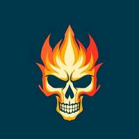 flaming skull vector clip art illustration radiating intense heat and an edgy vibe, perfect for rock bands and alternative themed designs