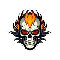 flaming skull vector clip art illustration radiating intense heat and an edgy vibe, perfect for rock bands and alternative themed designs