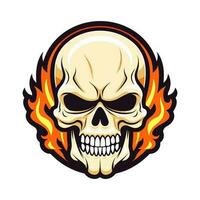 flaming skull vector clip art illustration radiating intense heat and an edgy vibe, perfect for rock bands and alternative themed designs