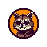 cool racoon wearing sunglasses vector clip art illustration